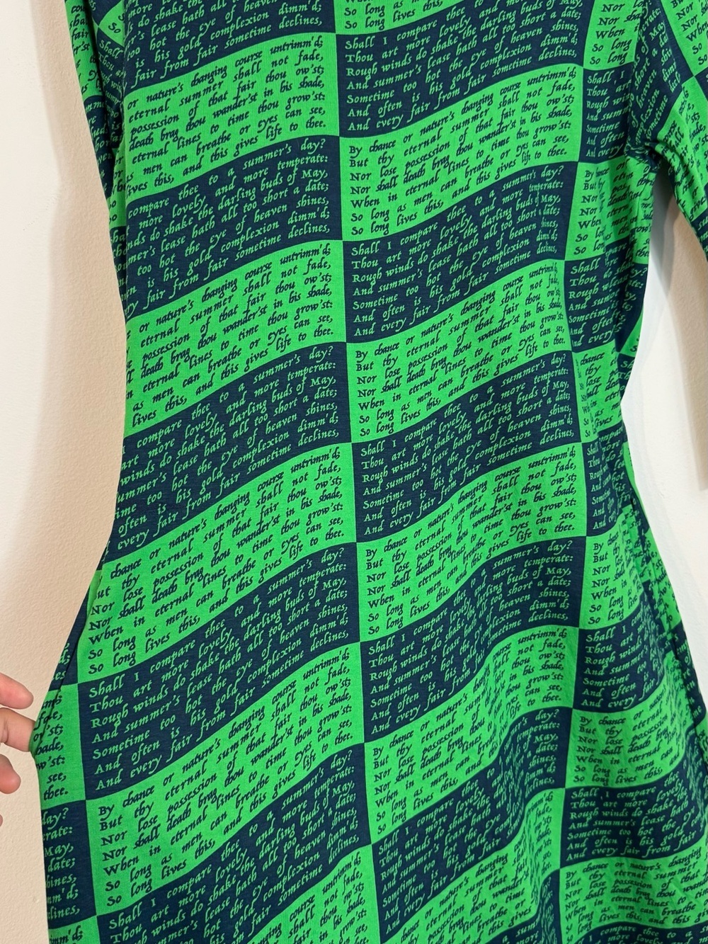 Svaha Shakespeare Sonnet 18 Script Green Organic Cotton Shirt Shift Dress MED - Picture 4 of 7